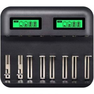 Chargeur de Piles Rapide Chargeur Intelligent avec Ecran LCD Claire R&eacute;tro-&eacute;clair&eacute; pour Piles Rechargeables AA/AAA