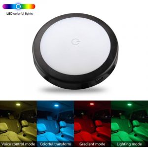 Commande Vocale Voiture LED Plafonnier Voiture Succion magn&eacute;tique USB Universel Rechargeable pour l'int&eacute;rieur de Voiture &Eacute;clairage d'ambiance &agrave;