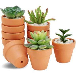 10 Pot Terre Cuite, Pot de Fleur Terre Cuite, Mini Pot de Fleur en C&eacute;ramique avec Trou de Vidange, Pot Plante Int&eacute;rieur pour Cactus Int&eacute;rieur