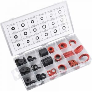ZVD - Joint Rondelle en Caoutchouc, 141 pcs Rondelle en Caoutchouc et Joint Fibre, 18 Tailles Joint Plat d'Etanchéité, Assortiment de Rondelles pour