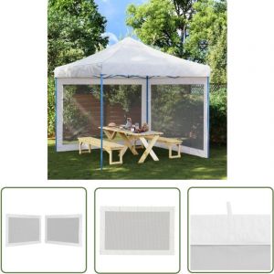 The Living Store - Paroi de tente de r&eacute;ception 2 pcs Maille Blanc et noir - Pare-soleil - Abri Jardin - Toile De Tente - Protection Solaire