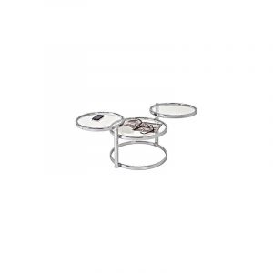 M&s - Table basse 3 plateaux ronds 58x50x43 cm en verre et m&eacute;tal