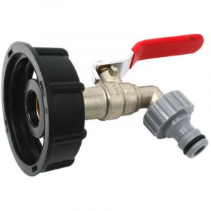 Adaptateur de r&eacute;servoir de vidange IBC pour robinet de jardin en laiton avec raccord de tuyau, raccord cuve 1000 litres 12,7 mm