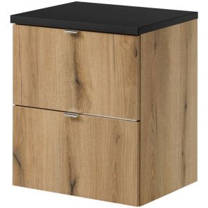 Meuble sous lavabo newport avec 2 tiroirs 50 x 60 x 40 cm effet ch&ecirc;ne noir [en.casa]