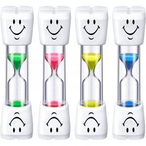 Lot de 4 sabliers pour enfants - Pour le brossage des dents - 3 minutes - Pour enfants - Compte à rebours - Pour le brossage des dents, les jeux, la