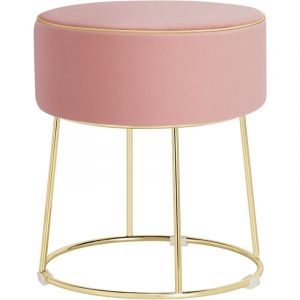 Costway - Tabouret Coiffeuse Rond, Pouf Coiffeuse en Velours, Siège Coiffeuse Rembourré, Pouf Tabouret, Base en Métal, Coussinets Antidérapants, pour