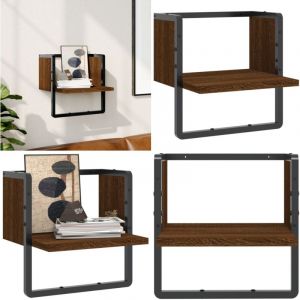 Vidaxl - tag&egrave;re murale avec barre ch&ecirc;ne marron 30x25x30 cm - &Eacute;tag&egrave;re Murale - &Eacute;tag&egrave;re Flottante - Rangement Mural - &Eacute;tag&egrave;re Design - D&eacute;coration