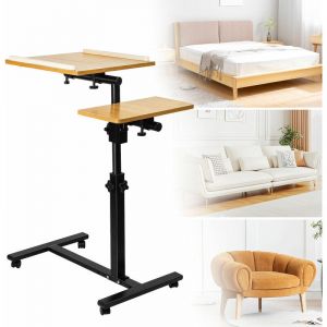 Table d'appoint avec roulettes pour ordinateur portable,Table d'appoint étroite et fine avec étagère, Table d'appoint Hauteur Réglable, Pour salon,