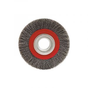 Brosse circulaire fil acier ondulé pour touret 0.30 mm D. 125 mm Al. 16 mm Ep. 20 mm pour métal - Décapage dur - LEMAN - 410.125