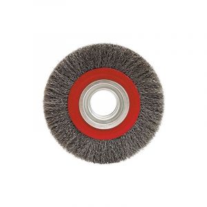 Brosse circulaire fil acier ondulé pour touret 0,30 mm D. 125 mm Al. 16 mm Ep. 20 mm pour métal - Décapage dur - 410.12