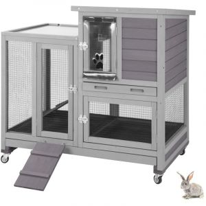 X-zone Pet - Clapier à lapin en bois Clapier à cochon d'Inde Clapier à lapin d'intérieur avec parcours Maison pour lapin d'extérieur avec toit en