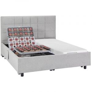Lit électrique de relaxation déco tout plots + matelas mémoire de forme - 2 x 70 x 190 cm - Tissu - Gris - erega de dreamea