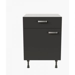 Meuble de cuisine bas - 1 porte + 1 tiroir - 60 cm - Noir