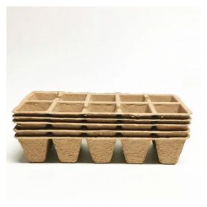 5 x Plaque Pot de Semis de Fleur et Plante Godets pour Semis en Fibres Biodégradables avec 100 Compartiment pour Jardin Potager