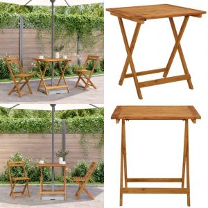 Table pliable de jardin 70x70x75 cm Bois d'acacia massif - Table De Jardin - Table Pliante - Acacia Massif - Mobilier De Jardin - Table Ext&eacute;rieure