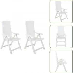 Chaises inclinables de jardin lot de 2 Plastique Blanc - Chaise De Jardin - Chaise Inclinable - Mobilier De Jardin - Meubles De Terrasse - Fauteuil
