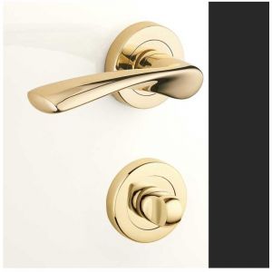 Ensemble de Poign&eacute;es sur Rosaces en Laiton - DCG - Mod&egrave;le Lilas - Laiton Poli - Condamnation