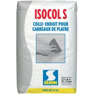 Colle pour Carreaux de Pl&acirc;tre Semin Isocol Super - Int&eacute;rieur - Poudre - Sac 25 kg