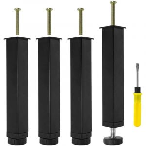 Lot de 4 Pieds pour Sommier &agrave; Lattes M&eacute;tal Pied de Lit &agrave; Visser,Hauteur r&eacute;glable de 0-20 mm,Pied pour Sommier Liaison Pied de Support de Lit Pieds de