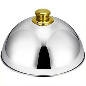 Couvre-Plat Inoxydable avec Vo&ucirc;te Anti-Mouches Et Anti-poussi&egrave;re Cloche Alimentaire Dor&eacute;e pour Restaurant Maison Et H&ocirc;tel Protection Nourriture