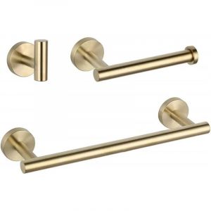 Ensemble d'accessoires de Salle de Bain en Or bross&eacute;, Porte-Serviettes, Porte-Papier hygi&eacute;nique, Crochet pour Manteau et Robe, Ensemble de Bain en