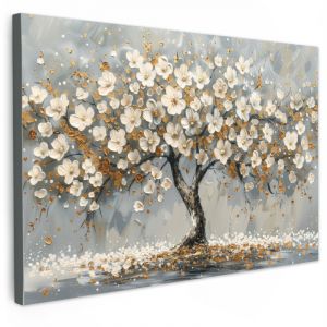 TABLEAU SUR TOILE Arbre - Fleurs - Blanc - Nature - Art Toile Peinture Grand Format XXL 150x100 cm