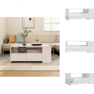 Vidaxl - Table basse blanc brillant 102x55x42 cm bois d'ingénierie - Table Basse - Meuble Salon - Bout De Canapé - Table D'appoint - Rangement