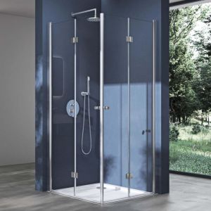 Doporro Cabine de Douche Pliable 120x90 Porte de Douche Pliante Montage R&eacute;versible Design Ravenna26K avec Receveur de Douche Paroi Rabattable en