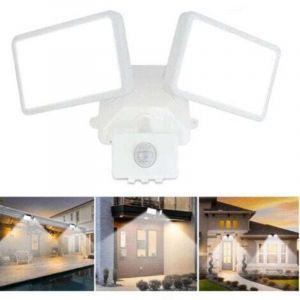 Projecteur Led Avec Détecteur De Mouvement Réglable, Projecteur Extérieur Led à Double Tête, Étanche Ip65, Blanc Lumière Du Jour, Parc, Garage Et