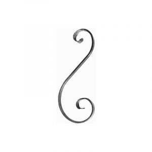 Volute en s inégale finition queue de carpe - Hauteur 270mm Largeur 110mm Plat lisse 12x6mm - Fer forgé - à souder Deco Fer Forge