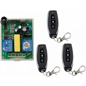 T&eacute;l&eacute;commande radio 2 canaux, 1 r&eacute;cepteur + 3 &eacute;metteurs pour porte de garage tubulaire, kit radio, commande moteur treuil &eacute;lectrique, 220 V, fonction