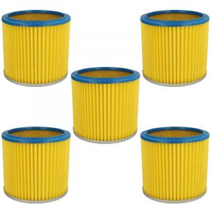 5x filtre pliss&eacute; compatible avec Parkside pnts 30/4(E/S), 30/6(E/S), 1300 (A1), 30/6, 30/6 s, 30/6 de, 30/5 aspirateur - bleu / jaune - Vhbw