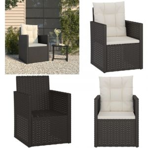 Vidaxl - Fauteuil de jardin avec coussins Noir Résine tressée - Fauteuil De Jardin - Chaise De Jardin - Meubles De Jardin - Mobilier Extérieur