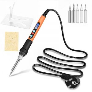 Fer à souder électrique, 90W Fer a Souder Etain Soudure Température Réglable 100℃480℃ Visible Fer a Souder Électrique avec l'Interrupteur on/off, 5