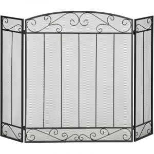 HOMCOM Grille de Protection pour cheminée - Pare-feu Large pour cheminée ou poêle - Pare-étincelles - barrière de sécurité - 3 Volets Pliables