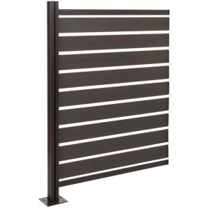 Jamais utilisé] Alu Clôture pour poubelles HHG 947, élément d'extension Cache-poubelle, aspect bois extensible 130x100x6cm, anthracite