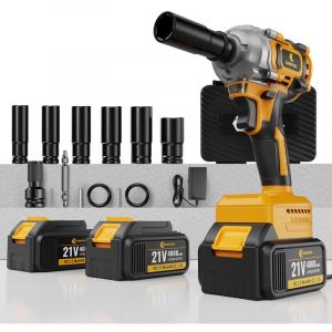 CONENTOOL 680 N.m Cl&eacute; &agrave; Chocs Sans Fil Brushless, 1/2 pouce Boulonneuse a Choc Electrique, Chargeur Rapide, Visseuse &agrave; Choc pour la Voiture et la