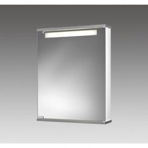 Go by Van Marcke Cento LS Armoire de toilette - 50x65x14cm - MDF blanc - lampe T5 8W - porte miroir en verre cristal - fen&ecirc;tre lumineuse satin&eacute;e -