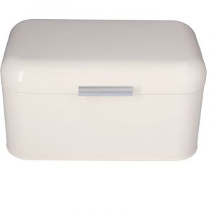 Bo&icirc;te &agrave; pain en m&eacute;tal blanc laiteux, grande capacit&eacute;, anti-traces, r&eacute;tro, sans odeur