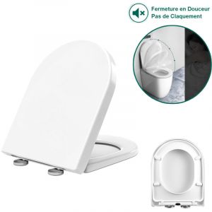 Abattant wc Frein de Chute Lunettes Toilettes, Ultrixe, Toilette pour Salle de Bain Si&egrave;ge de Toilettes, 45 x 36.5cm, Blanc