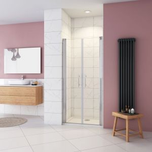 AICA porte de douche battante 110x187cm en niche verre transparent