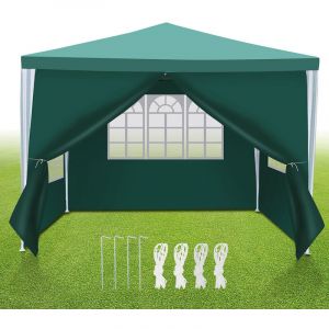 Swanew - Tonnelle Pavillon Polyéthylène Tubes en Acier – Tente de luxe en polyéthylène et tubes en acier, tente de jardin pratique 3x3m Vert