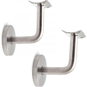 Support de Main Courante, 2 Pi&egrave;ces Acier inoxydable supports de Rampe Main, Fixation de Main Courante pour Support Mural de Rampe en Bois avec Rosace