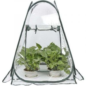 Mini Serre Pop Up - Petite Tente D'hivernage Pour Plantes - Pot De Fleurs - Mini Serre - Protection Hivernale Pour Plantes (70 X 70 X 80 Cm)