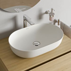 DURAVIT - Vasque / Lavabo &agrave; poser ovale en Fonte min&eacute;rale 60x40x13,5cm Blanc mat - 60 x 40 x 13,5 cm - Lagoa