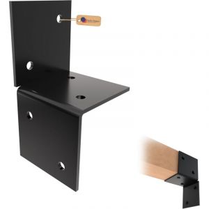 GeZu Impex Support Mural Pergola 81x81mm Rev&ecirc;tement en poudre noir Support mural pour pergola Connecteur de poteau en bois Support mural plat