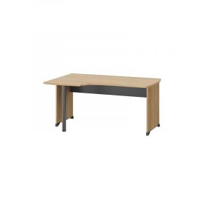 Bureau compact chêne retour à gauche L 160 cm piètement plein bois - Jazz