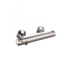 Edouard Rousseau - Mitigeur Thermostatique Douche volga Inox – Cartouche Thermostatique – Bouton Éco-Stop – Sécurité Anti-Brûlure – Entraxe 150 mm