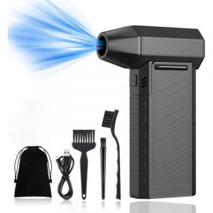Soufflette Air Comprim&eacute;, 15 0000 tr/min Grande Vitesse Bombe Air Sec Souffleur PC, Depoussierant Ordinateur Rechargeable par USB Avec Batterie pour