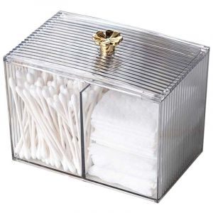 Boite Coton Tige, Rangement Coton Tige, Rangement Maquillage Organisateur, Rangement Coton Demaquillant, Pot &agrave; Coton-Tige Acrylique Transparent pour